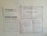 Carnet si adeverinta emise de Scoala Primara de Fete nr. 5 Barlad, 1930