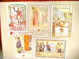 A599-I-Set 5 Carti Postale vechi grafica comica deosebita color anii 1900.
