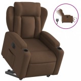 Cumpara ieftin Fotoliu electric rabatabil cu ridicare, maro, textil