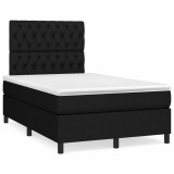 Cumpara ieftin Pat box spring cu saltea, negru, 120x200 cm, textil