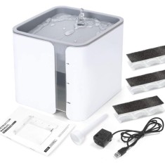 Dispenser Apa Automat Sofia CONCEPT&reg;, Pentru pisici si caini, 3 Filtre Carbon, 2 L, Alb/Gri
