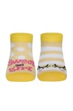 Șosete copii haioase Sweet Girl din bumbac, Funny Legs 284, Galben, 21-23 (14)