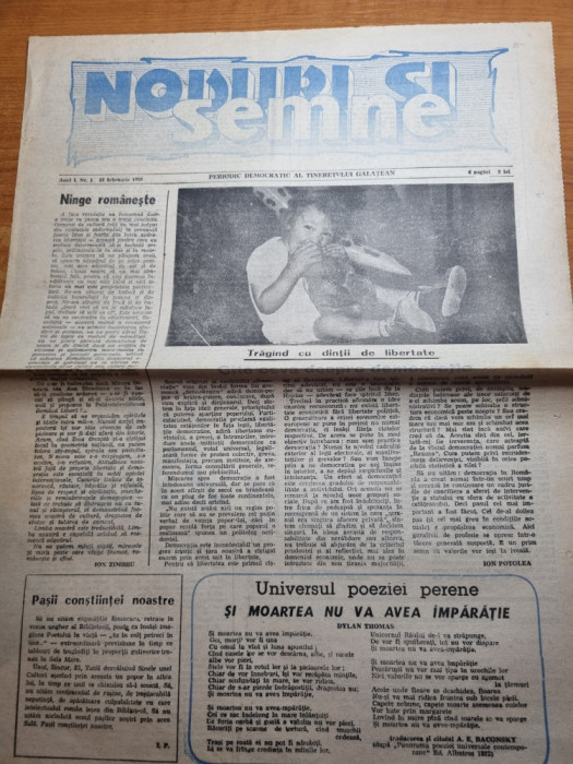 ziarul noduri si semne 15 februarie 1990-anul 1.nr. 1-prima aparitie a ziarului
