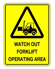 Signs watch out forklift operating area foto