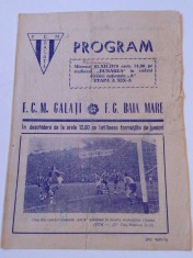 Program meci fotbal FCM GALATI - FC BAIA MARE (05.12.1979)