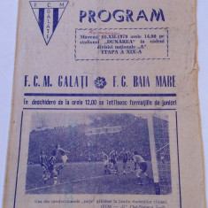 Program meci fotbal FCM GALATI - FC BAIA MARE (05.12.1979)