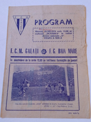 Program meci fotbal FCM GALATI - FC BAIA MARE (05.12.1979) foto