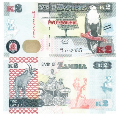 Zambia 2 Kwacha 2015 UNC foto