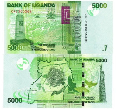 Uganda 5 000 5000 Shilingi 2021 P-51 UNC foto