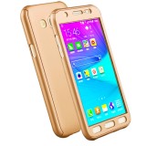 Husa 360 Samsung Galaxy J5 J500 Full Body Gold + Folie Sticla, Carcasa Protectie Completa, Rezistenta la Socuri