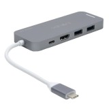 Adaptor multiport Minix NEO-S2GR, 4 iesiri, cu Solid State Drive (SSD) de 240 GB inclus, USB-C la HDMI + USB Type-C + 2 x USB 3.0, 11.5 x 4.4 x 1.2 cm