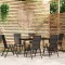 vidaXL Set de servit masa pentru grădină, 7 piese, negru 3099122