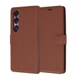 Husa pentru Sony Xperia 1 VI, Techsuit, Leather Folio, Maro
