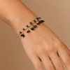 Brățară Obsidian cu ideograma prosperității, piatra protectiei, boho rafie reglabilă, Bratari fashion