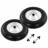 VidaXL Roți de roabă cu osie, 2 buc, 4.00-8, PU solid, 390 mm 142979