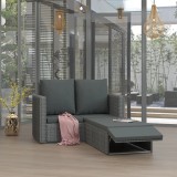 vidaXL Set mobilier de grădină cu perne, 2 piese, gri, poliratan 46740