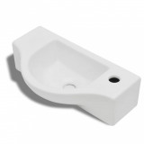 Cumpara ieftin Chiuveta de baie din ceramica, gaura pentru robinet si preaplin, alb