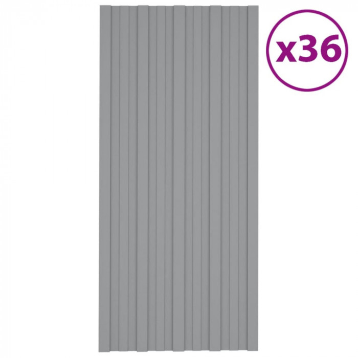 Panouri pentru acoperis 36 buc. gri 100x45 cm otel galvanizat GartenMobel Dekor