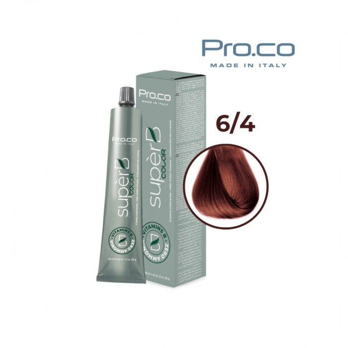 Vopsea de par profesionala fara amoniac SUPERB.COLOR 100 ml - Pro.Co - 6/4 - BLOND INCHIS ARAMIU