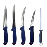 Cumpara ieftin Set profesional de macelarie, transat, dezosat, injunghiat, filetat, 4 cutite si masat pentru ascutit