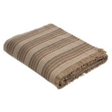 Cuvertura decorativa bej cu dungi si franjuri pentru canapea cu 3 locuri, 280x180 cm, CMCLASS