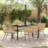 vidaXL Set de masă pentru grădină 5 pcs Maro Rattan poli