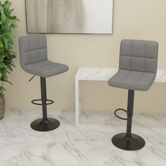 vidaXL Scaune de bar, 2 buc., gri deschis, material textil