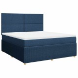 Cumpara ieftin Pat box spring cu saltea, albastru, 180x200 cm, material textil