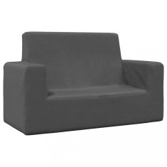 vidaXL Canapea pentru copii cu 2 locuri, antracit, pluș moale 4104798