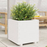 VidaXL Jardinieră de grădină, alb, 50x50x49,5 cm, lemn masiv de pin