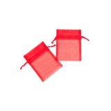 Set Pungi Organza, Model 9x12cm, Culoare Roșu, 10 bucăți
