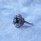 INEL argint FLOARE cu PISTIL ALBASTRU elegant REGLABIL elegant VECHI finut