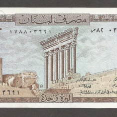LIBAN █ bancnota █ 1 Livre █ 1980 █ P-61c █ UNC █ necirculata