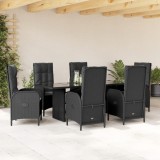 VidaXL Set mobilier de grădină cu perne, 7 piese, negru, poliratan 3213524