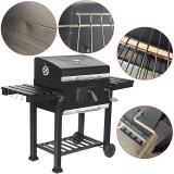 Cumpara ieftin Gratar de gradina mobil, termometru si recipient cenusa, grill XXL cu 2 rafturi pliabile, 115x46x106 cm, RESIGILAT