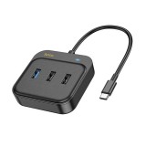 Adaptor tip-c la hdtv, usb3.0, 2x usb2.0, pd100w hoco easy link, black