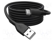 Cablu USB 2.0 DIGITUS USB A la USB C 0,5m 60W negru