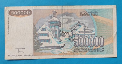500.000 Dinari anul 1993 Bancnota Iugoslavia 5 SUTE MII - Jugoslavije foto