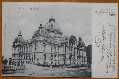 Carte postala clasica , Casa de Depuneri , 1904 foto