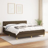 Cumpara ieftin Pat box spring cu saltea, maro &icirc;nchis, 160x200 cm, textil