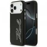 Husa pentru Apple iPhone 17 Pro Max, Karl Lagerfeld, FW Grained Signature Logo, Neagra