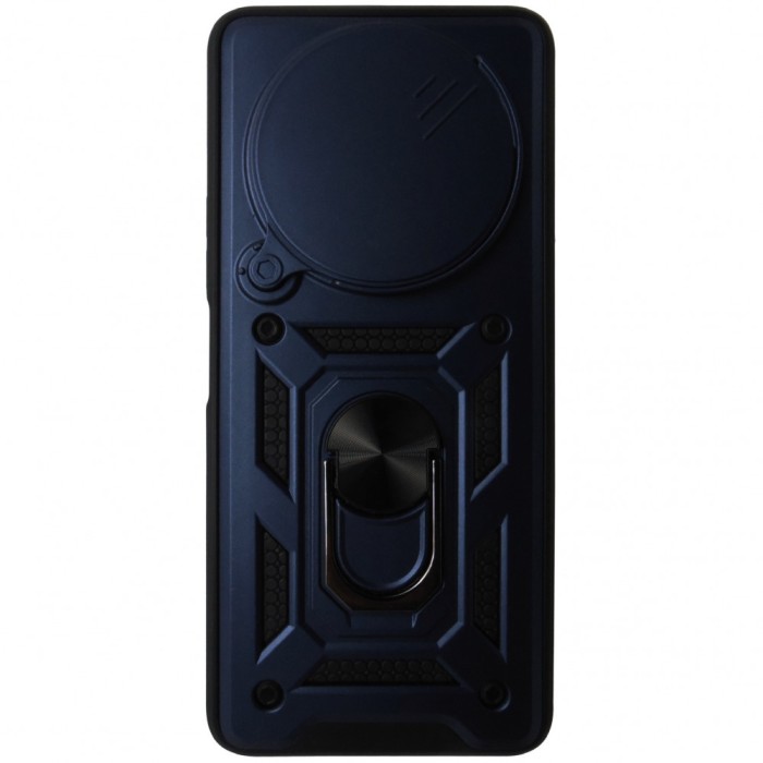 Husa spate TPU negru si policarbonat bleumarin, inel si protectie camera, pentru Xiaomi Redmi A3