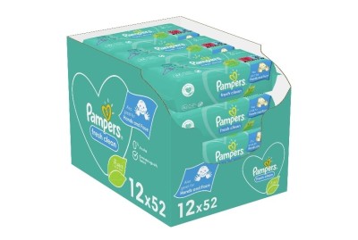 Pampers fresh clean Servetele Umede, 12 pachete x 52, 624 buc foto
