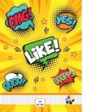 Caiet A4 matematica, 60 file, coperta policromie, Omg! Yes! Like! Ouch! Ooopps!