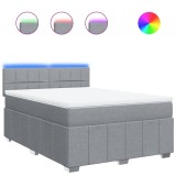Cumpara ieftin Pat box spring cu saltea, gri deschis, 140x190 cm, textil