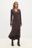 Answear Lab rochie culoarea maro, midi, evazată
