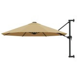 VidaXL Umbrelă soare montaj pe perete tijă metalică gri taupe 300 cm