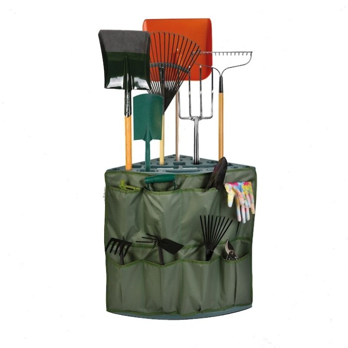 Suport pentru Unelte de Gradina tip Coltar, Montare pe Perete, 43x43x59 cm