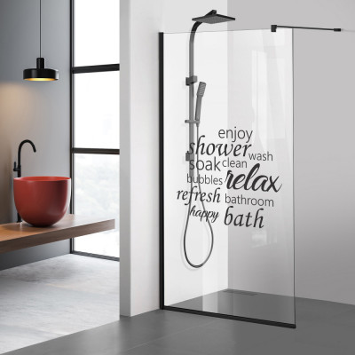 Paravan dus walk-in Aqua Roy &amp;reg; Black, model Relax negru, sticla 8 mm clara securizata, anticalcar, 140x195 cm foto
