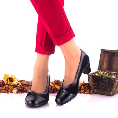 Pantofi dama casual din piele naturala toc 5 cm - NA112NPS foto